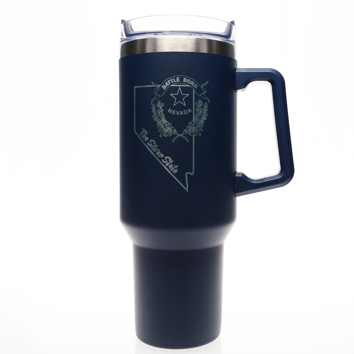 Insulated 40oz Travel Mug w/Straw, Navy Blue