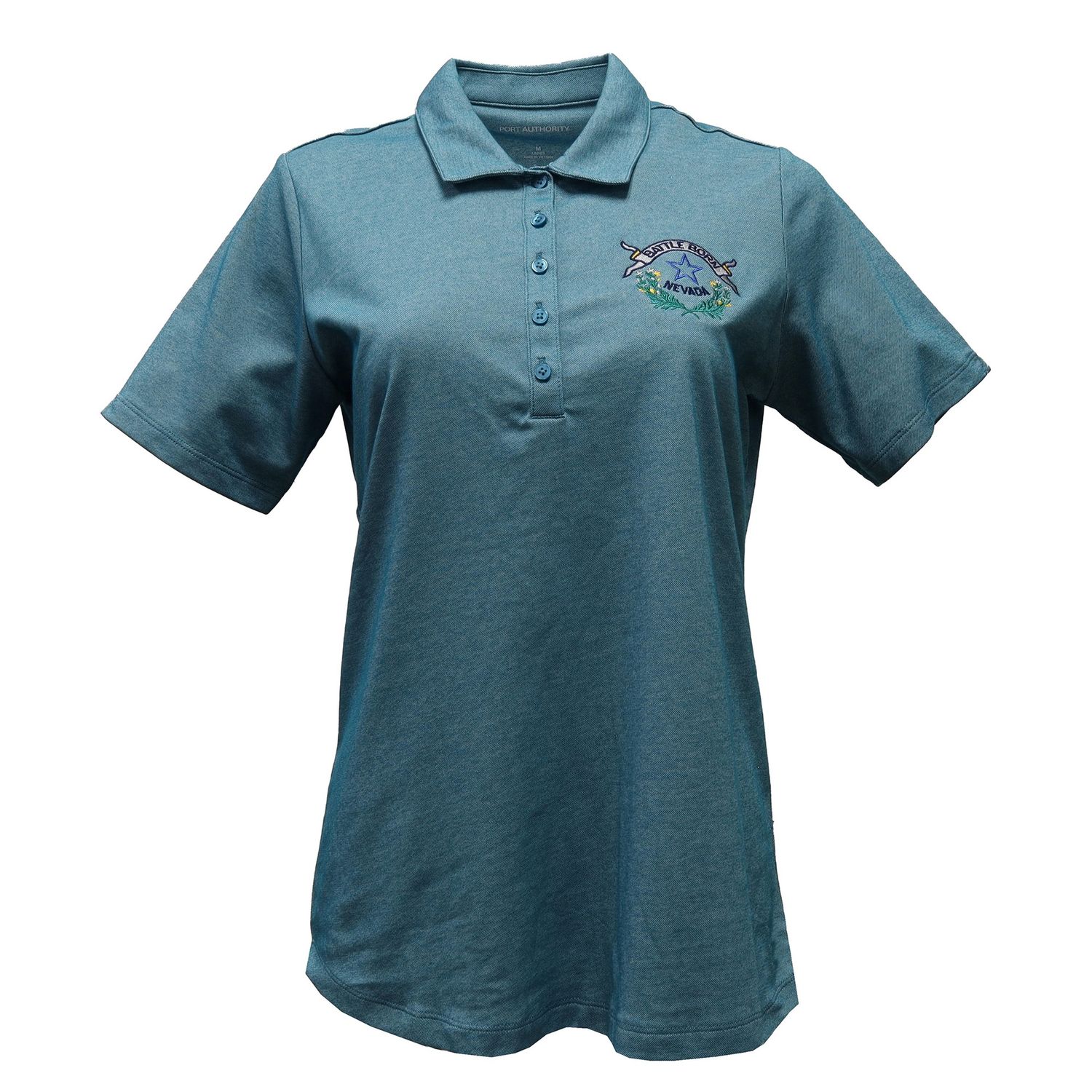 Ladies Dark Teal Heather Polo, Size: Small