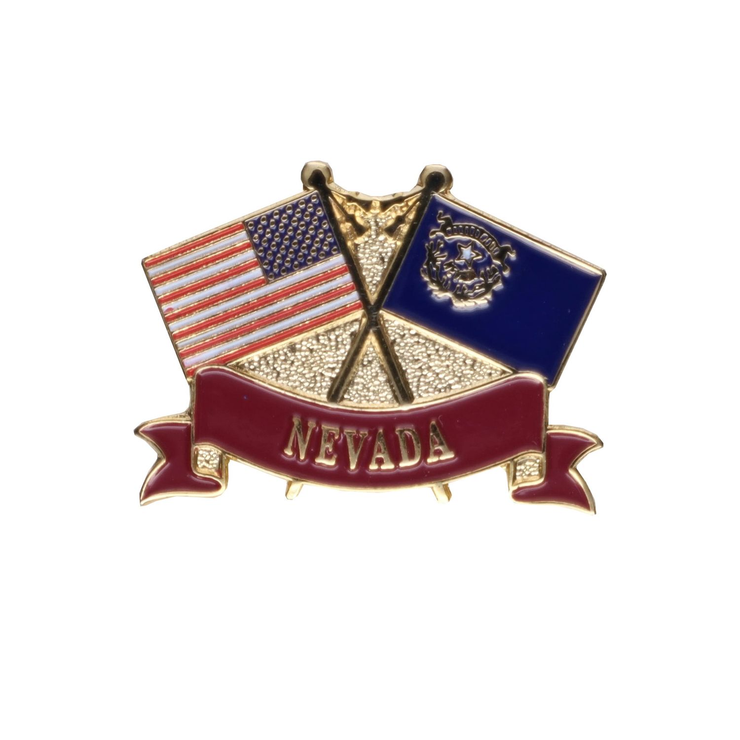 NV &amp; US Cross Flag Pin w/ Banner