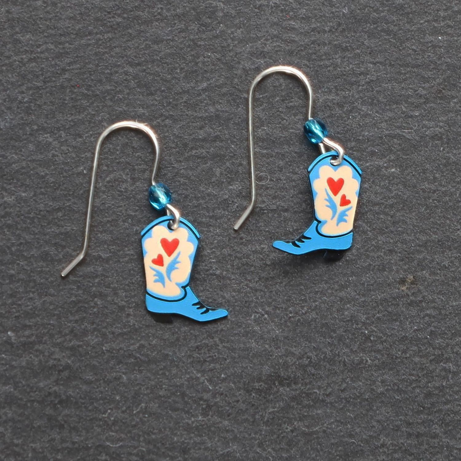 Blue Cowgirl Boot Earrings