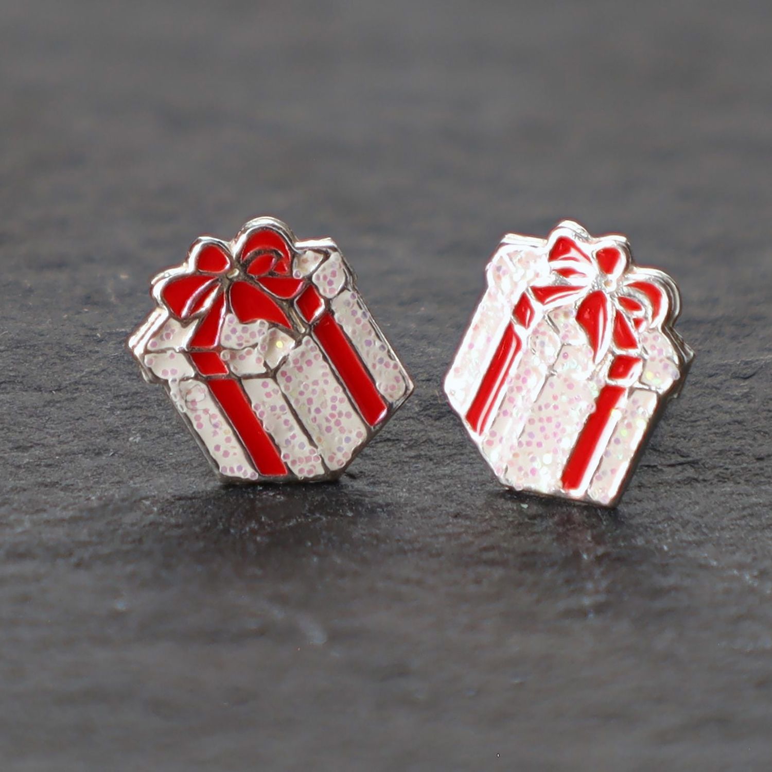 Silver Christmas Gift Stud Earrings