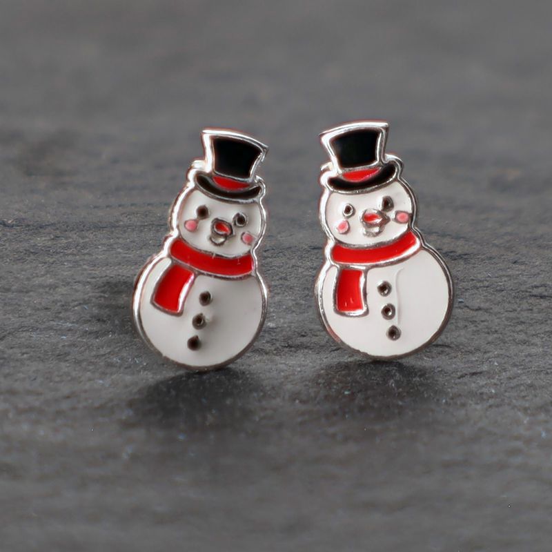 Silver Snowman Earrings