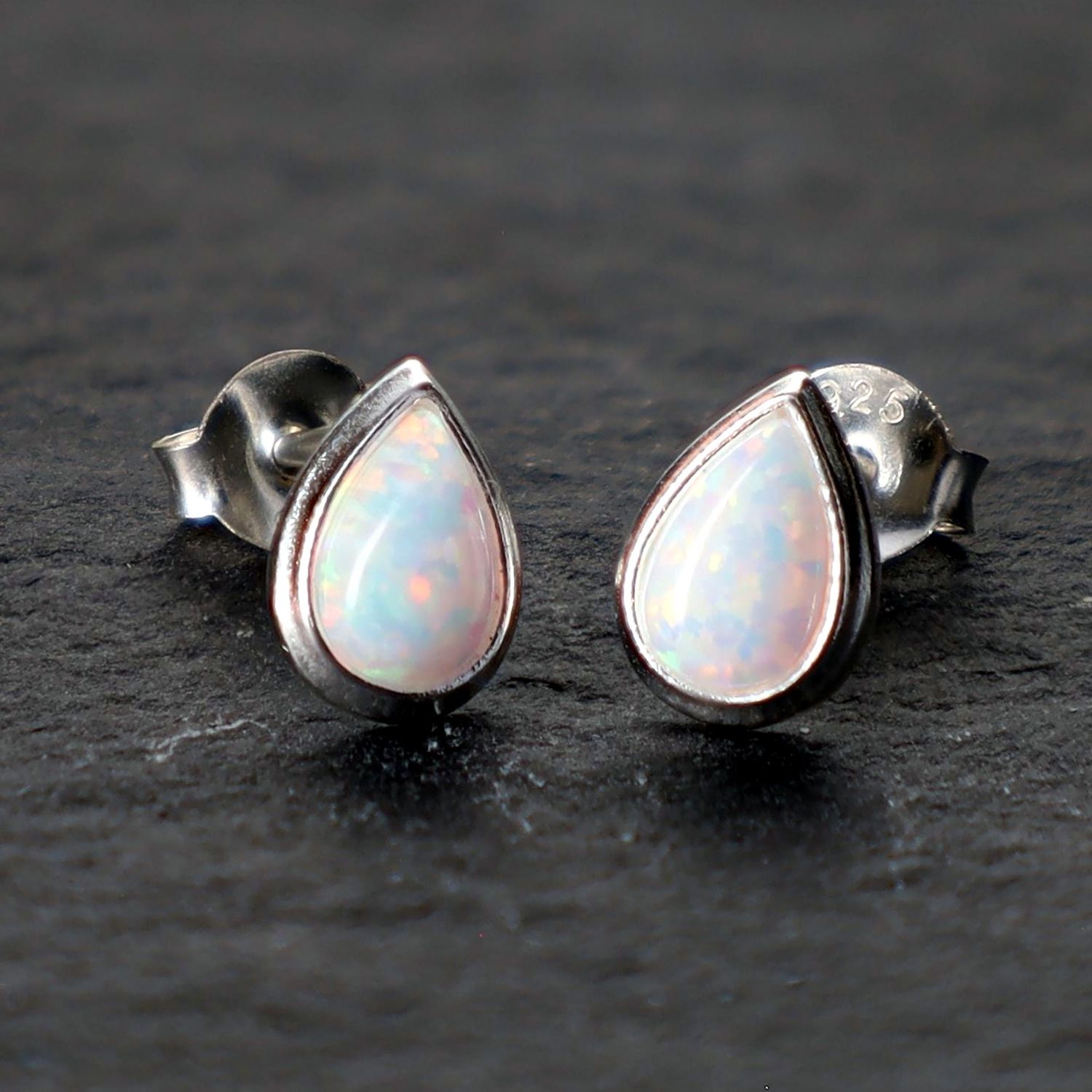 Pear Shaped Opal Stud Earrings