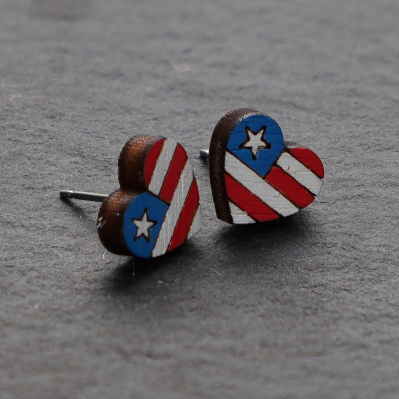 Flag Wood Stud Earrings
