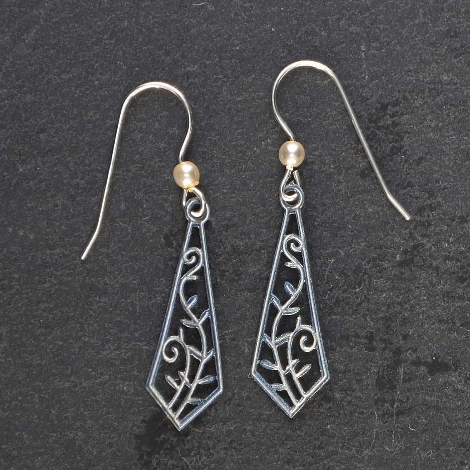 Vine in Geo Triangle Earrings