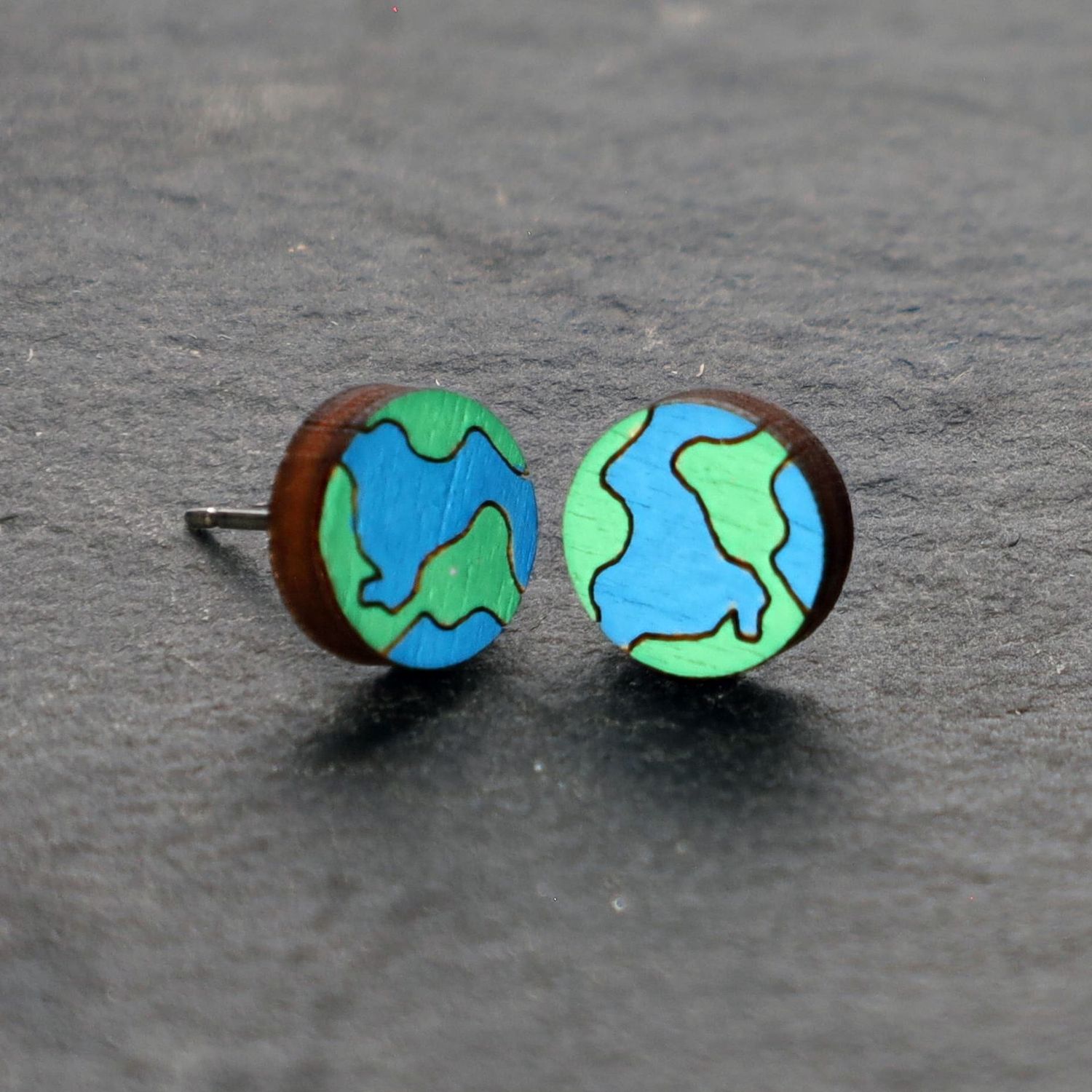 Earth Wood Stud Earrings