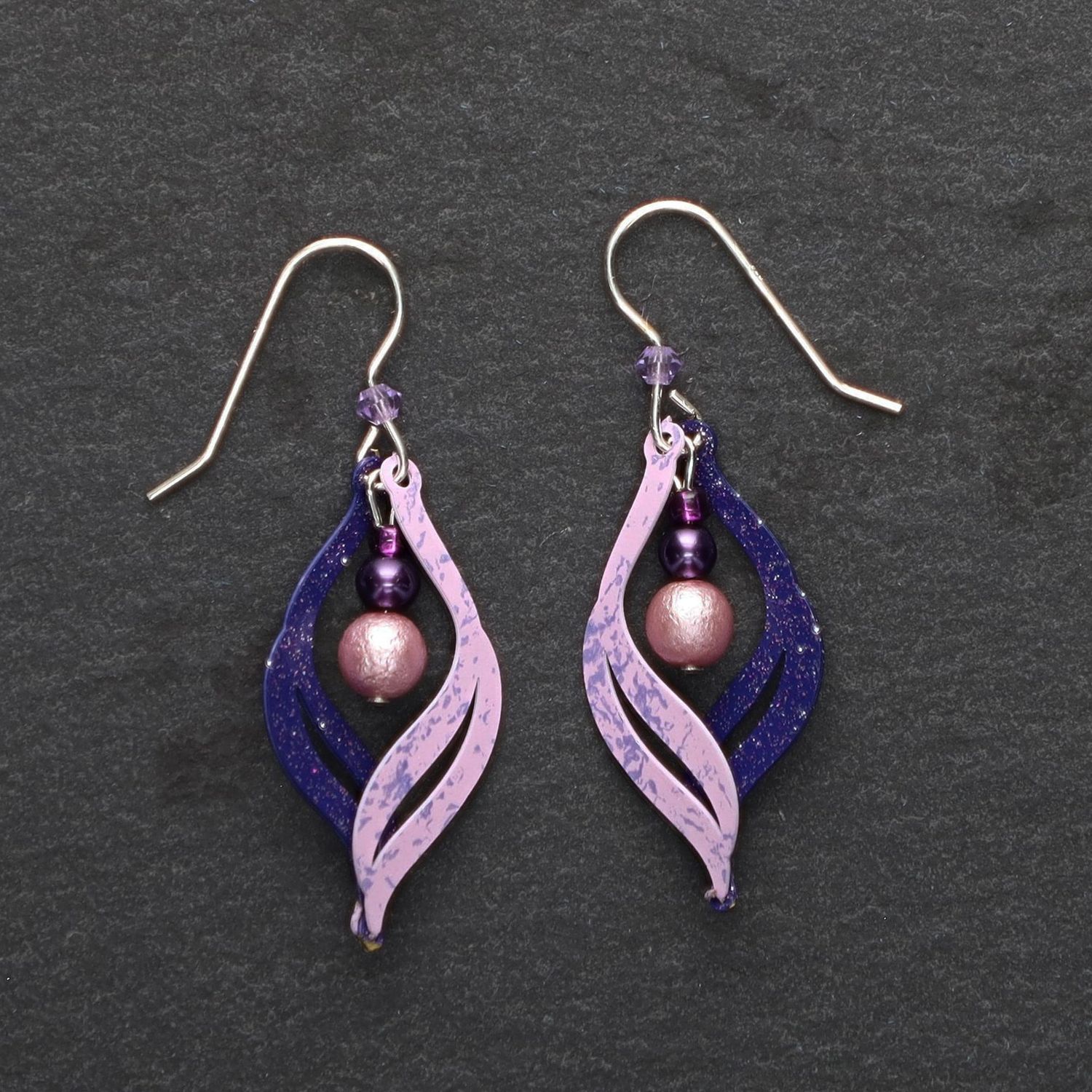 Purple &amp; Lilac Spiral Earrings