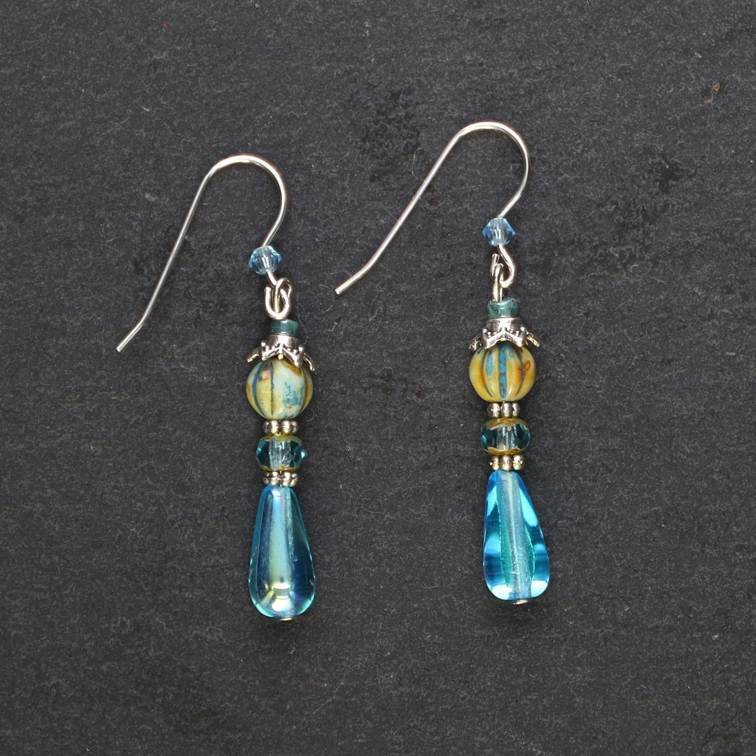 Blue/Aqua Bead Drop Earring