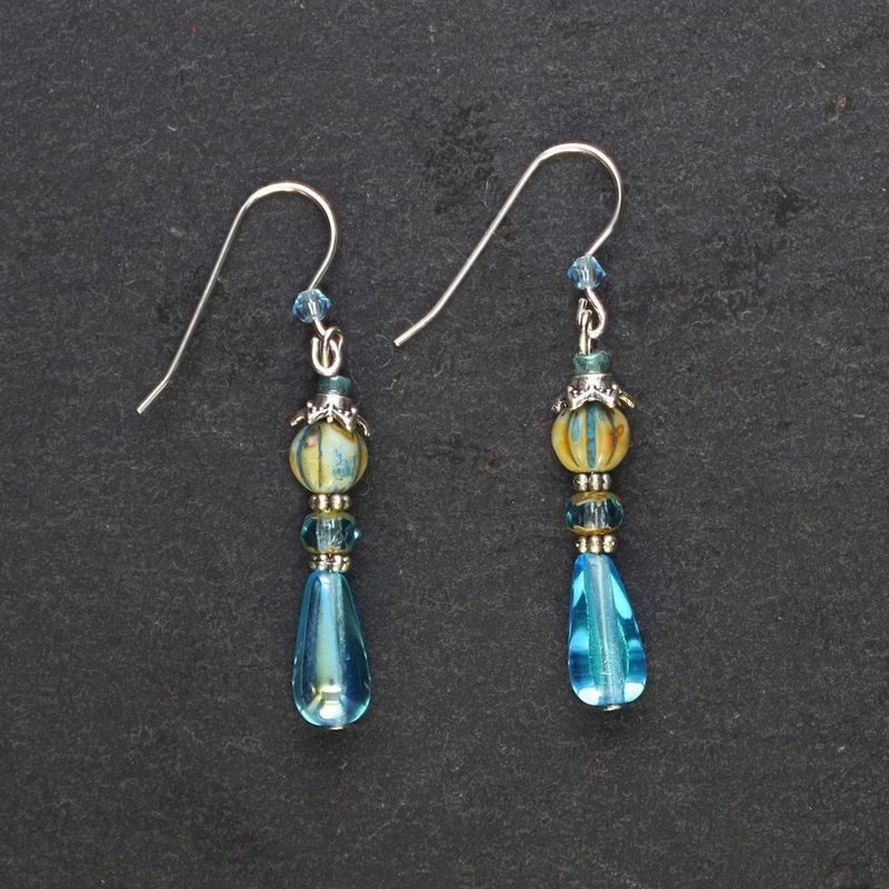 Blue/Aqua Bead Drop Earring