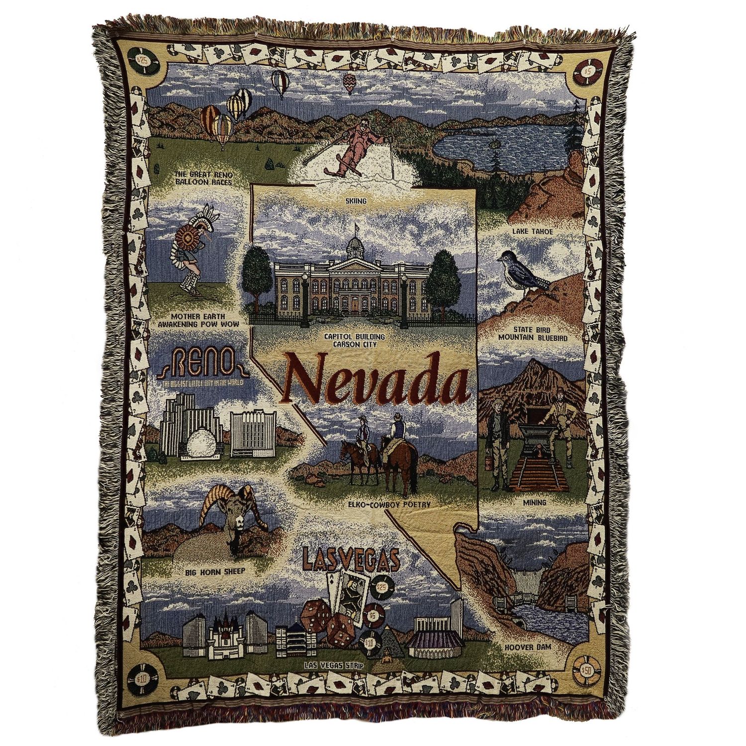 Nevada Tapestry Throw with Nevada State Outline