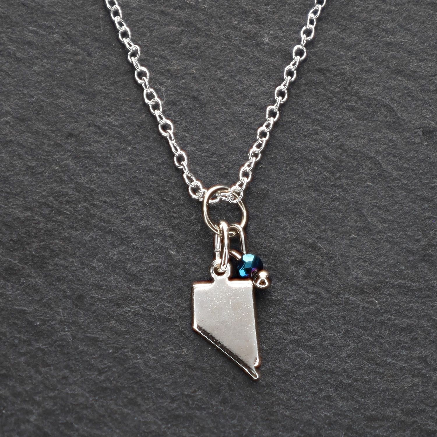 Silver &amp; Blue Nevada Charm Necklace