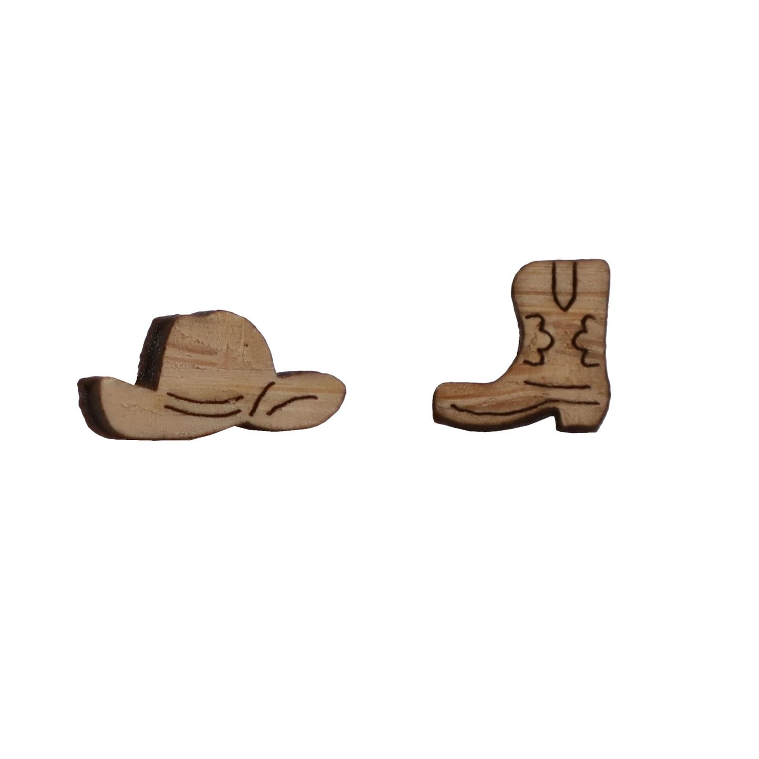 Western Hat &amp; Boot Bamboo Earrings