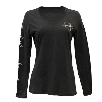 Women's Battle Born Long Sleeve V-Neck | Dark Gray