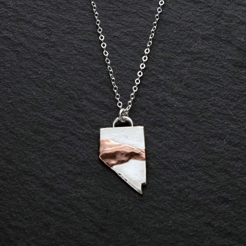 Silver Nevada Pendant with Copper Mountains