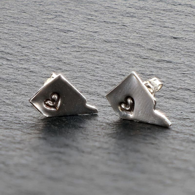 Silver Nevada Earrings with Stamped Heart