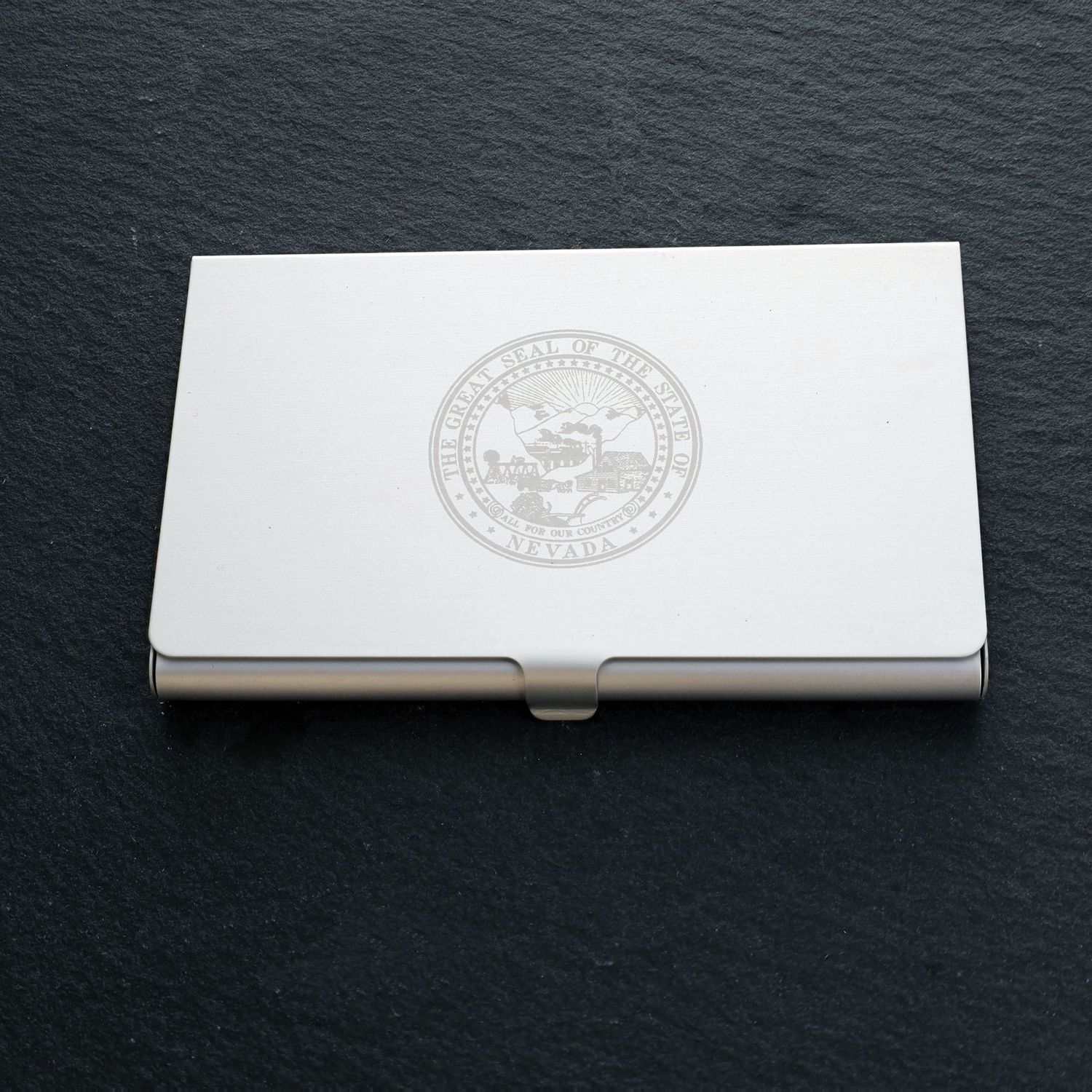 State Seal Silver Finish Card Case