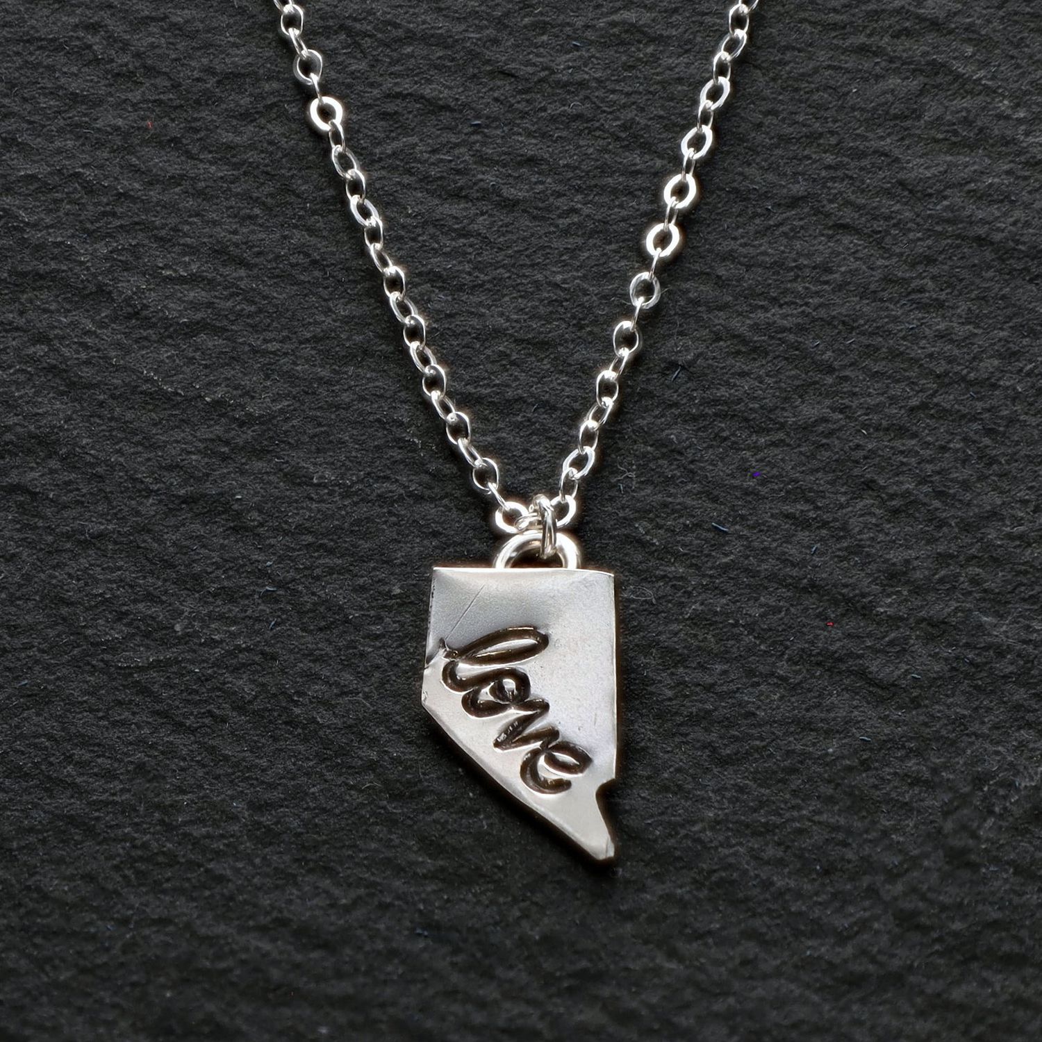 Silver Necklace Nevada Love Charm 18&quot;