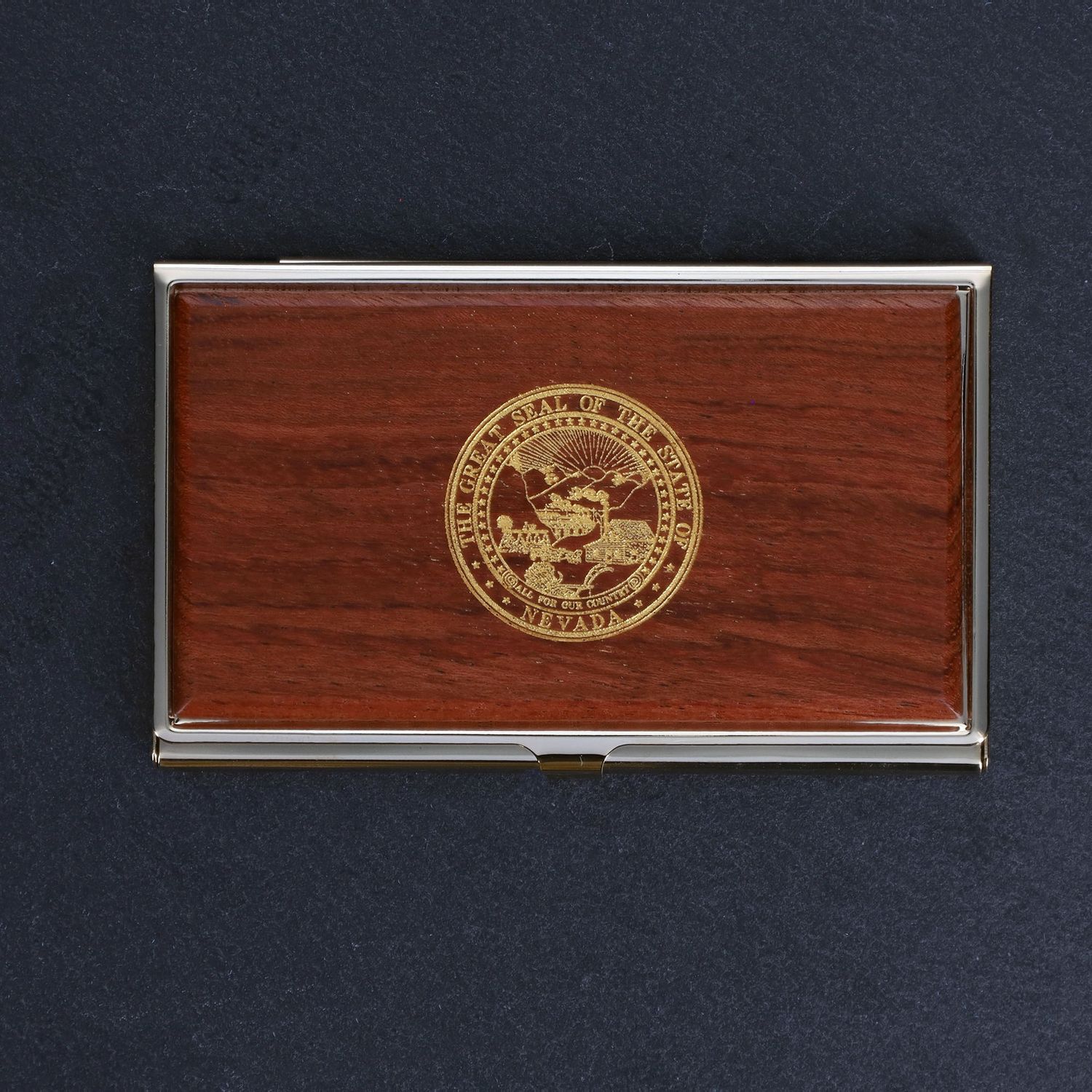 Rosewood &amp; Brass Seal Card Holder