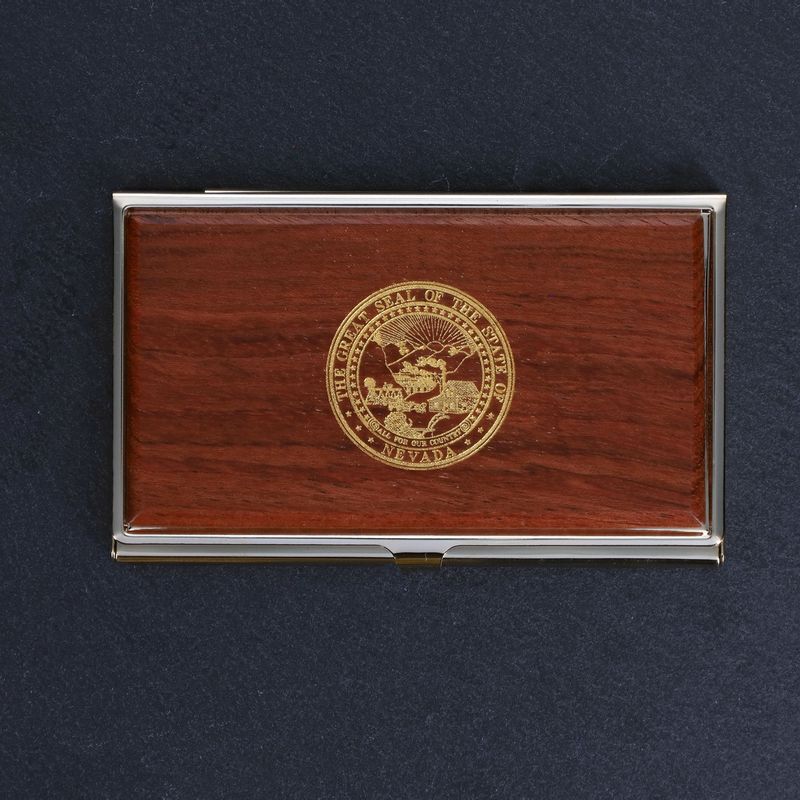 Rosewood &amp; Brass Seal Card Holder