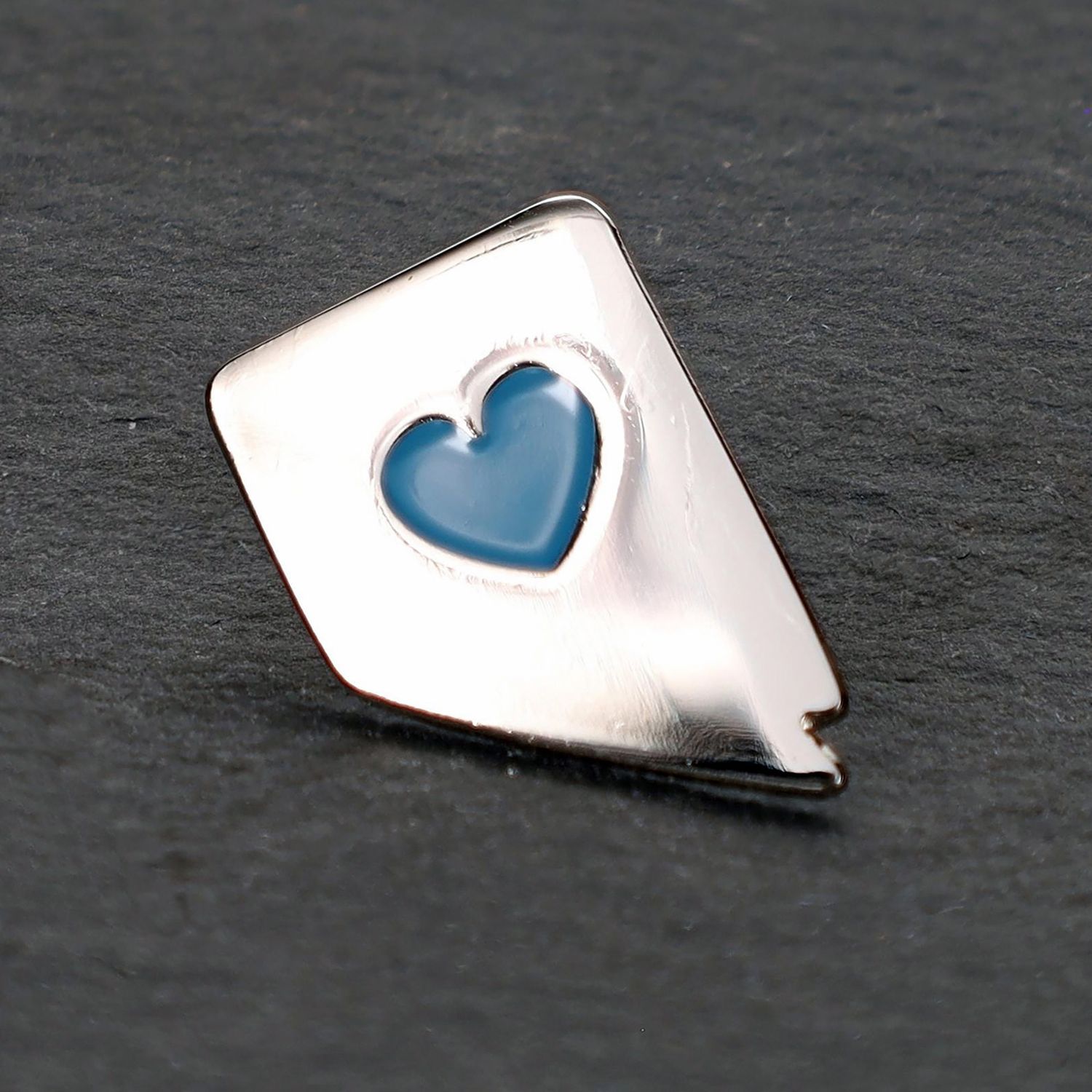 Nevada Blue Heart Pin, Finish: Silver