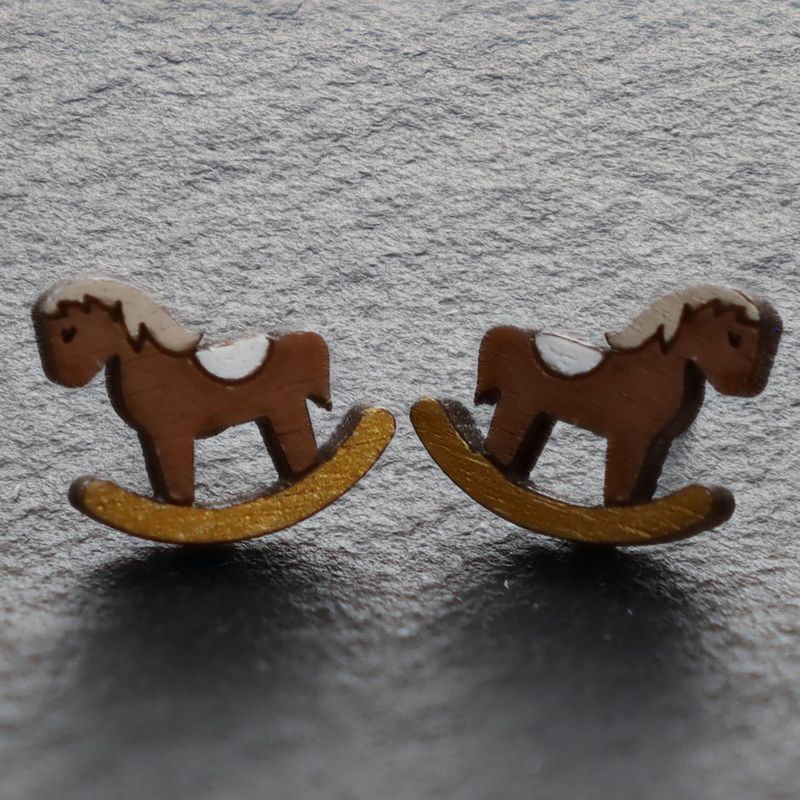 Rocking Horse Wood Earrings