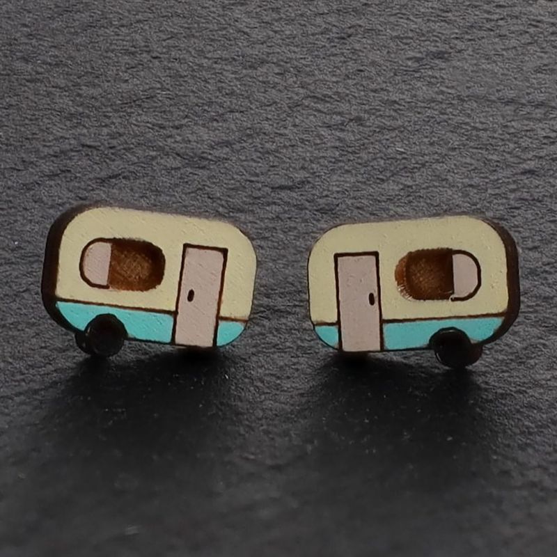 Camper Wood Stud Earrings