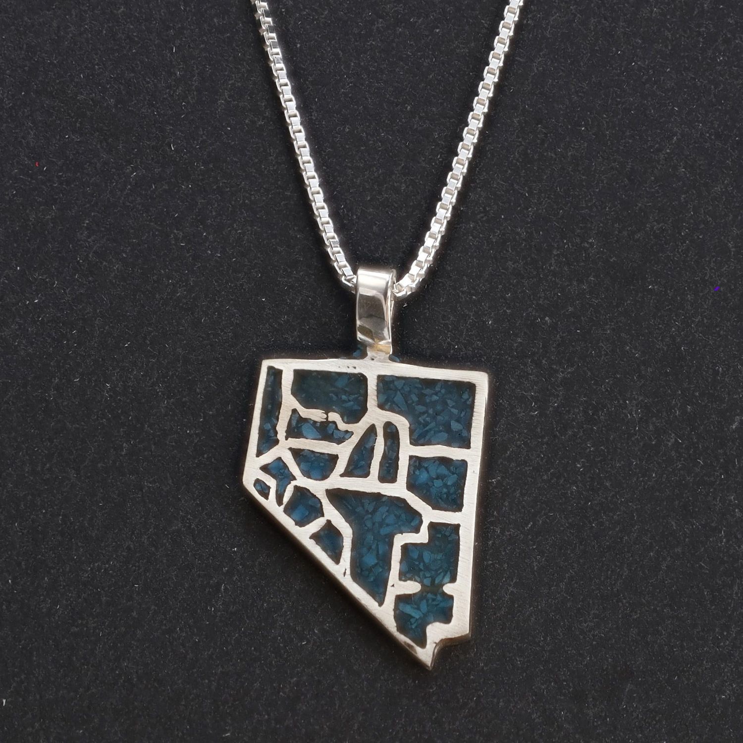 NV 17 Counties Pendant w/ 18&quot; Silver Box Chain, Large
