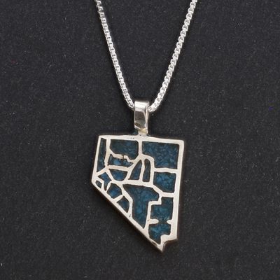 NV 17 Counties Pendant w/ 18&quot; Silver Box Chain, Large