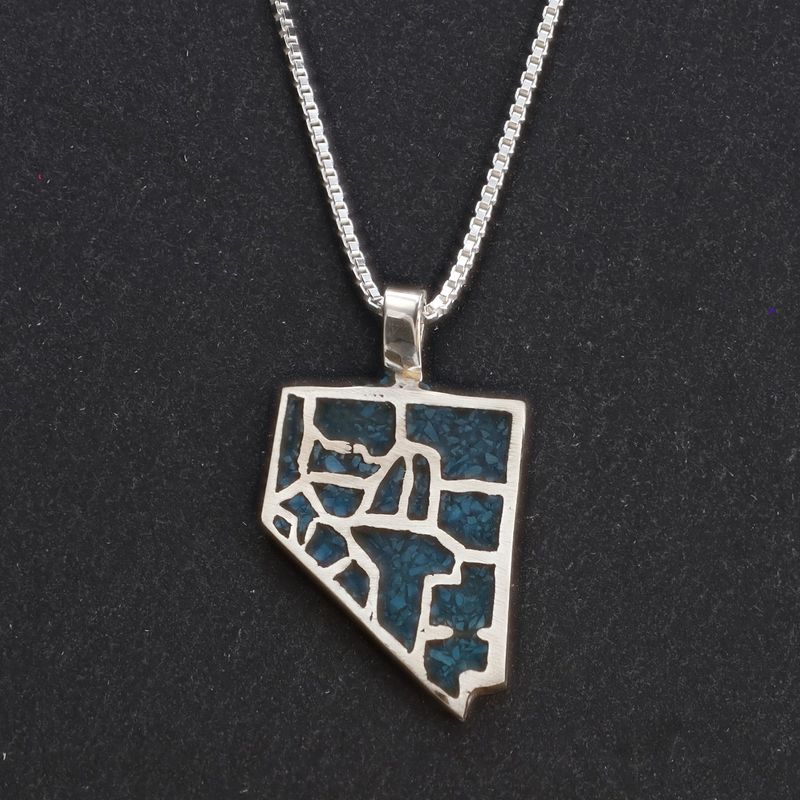 NV 17 Counties Pendant w/ 18&quot; Silver Box Chain, Large