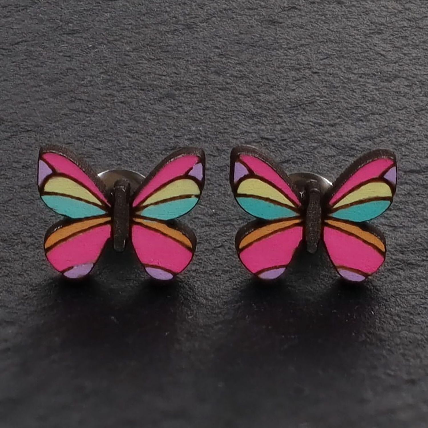 Butterfly Wood Stud Earrings