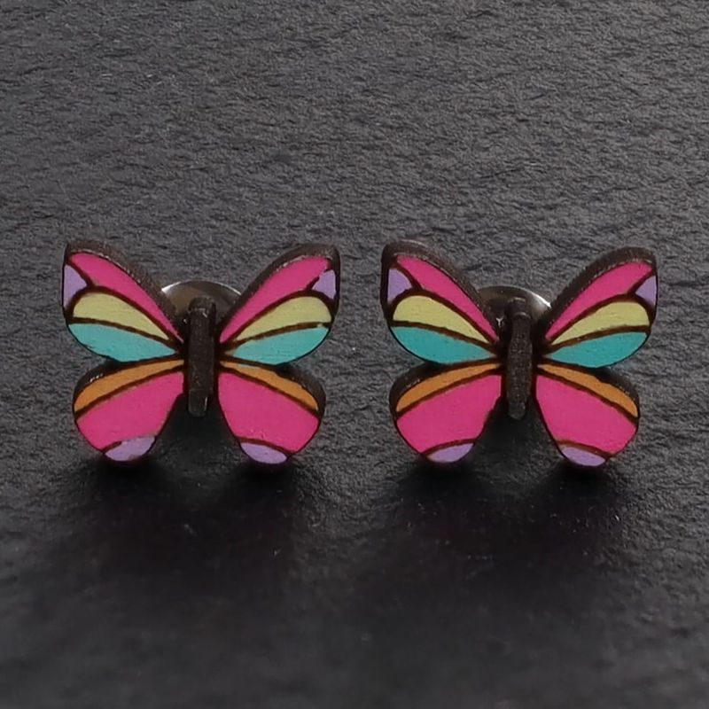 Butterfly Wood Stud Earrings