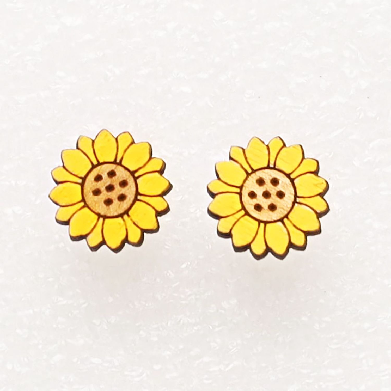 Sunflower Wood Stud Earrings
