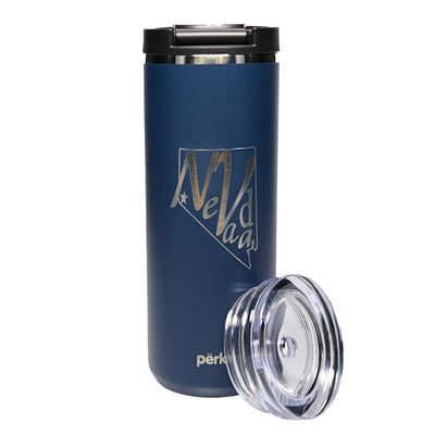 Dual Lid Stainless Steel Tumbler Navy 18oz