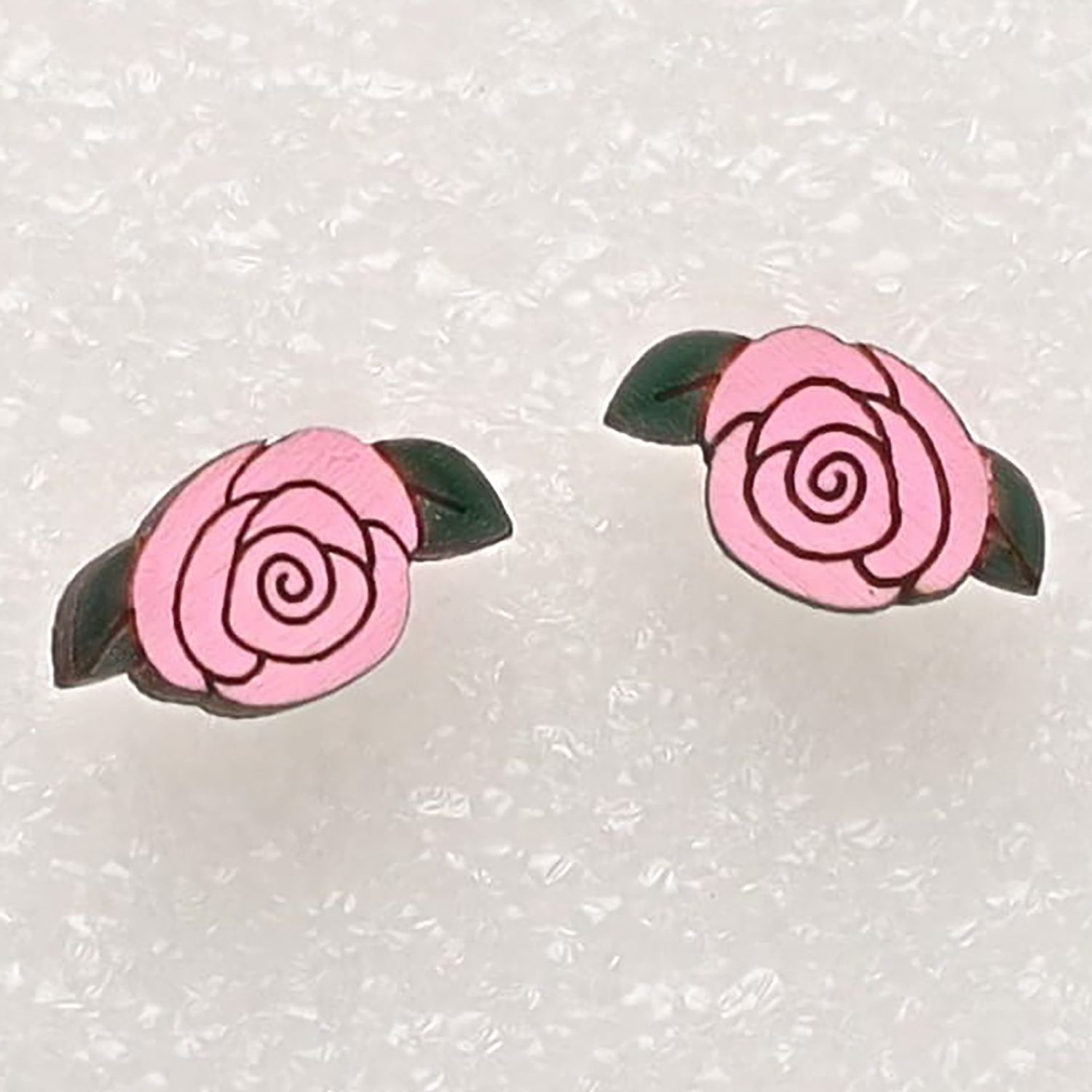 Rosebud Wood Stud Earrings