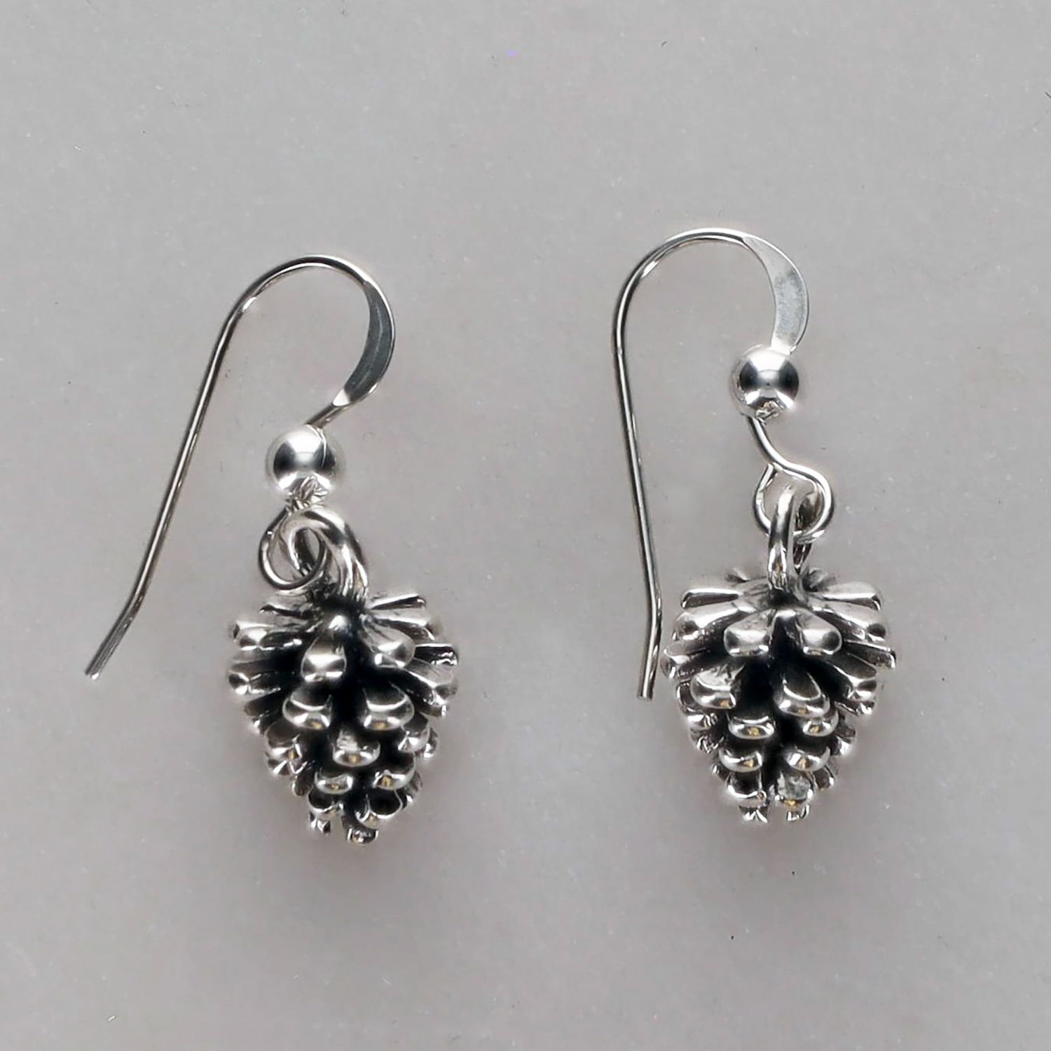 Silver Pinecone Dangle Earrings
