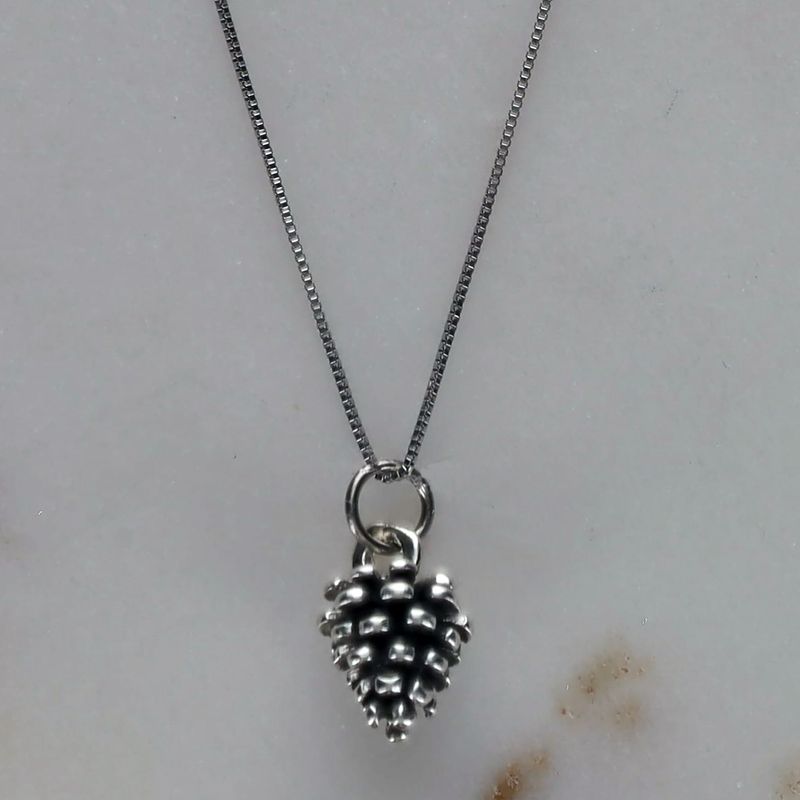 Silver Pinecone w/ 18&quot; Chain