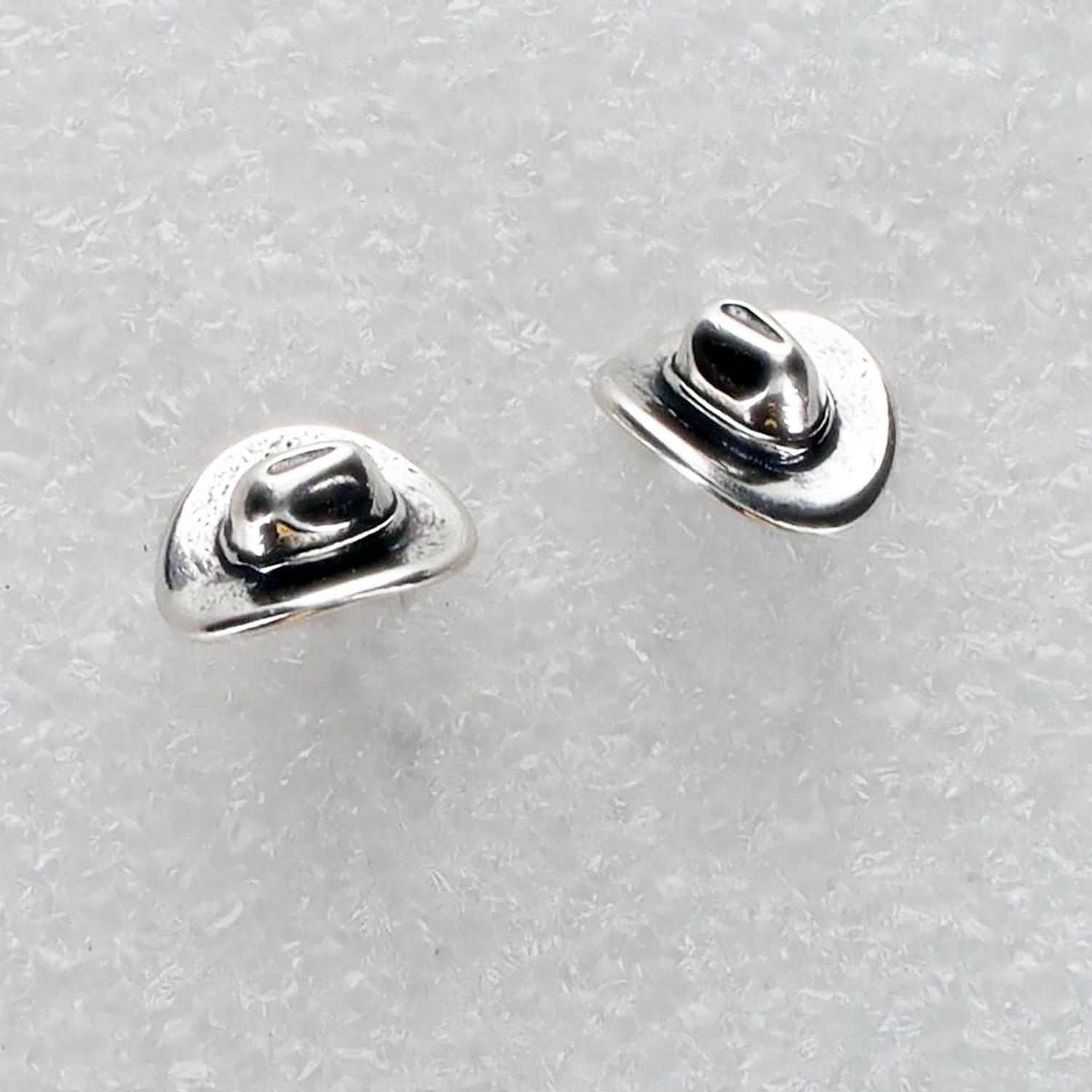 Silver Cowboy Hat Post Earrings