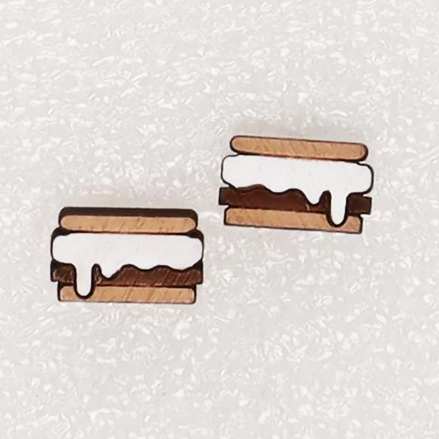 S&#39;mores Wood Stud Earrings