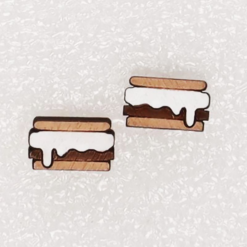 S&#39;mores Wood Stud Earrings