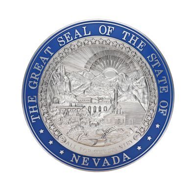 Molded Nevada State Seal, Silver with Blue Rim - 15"