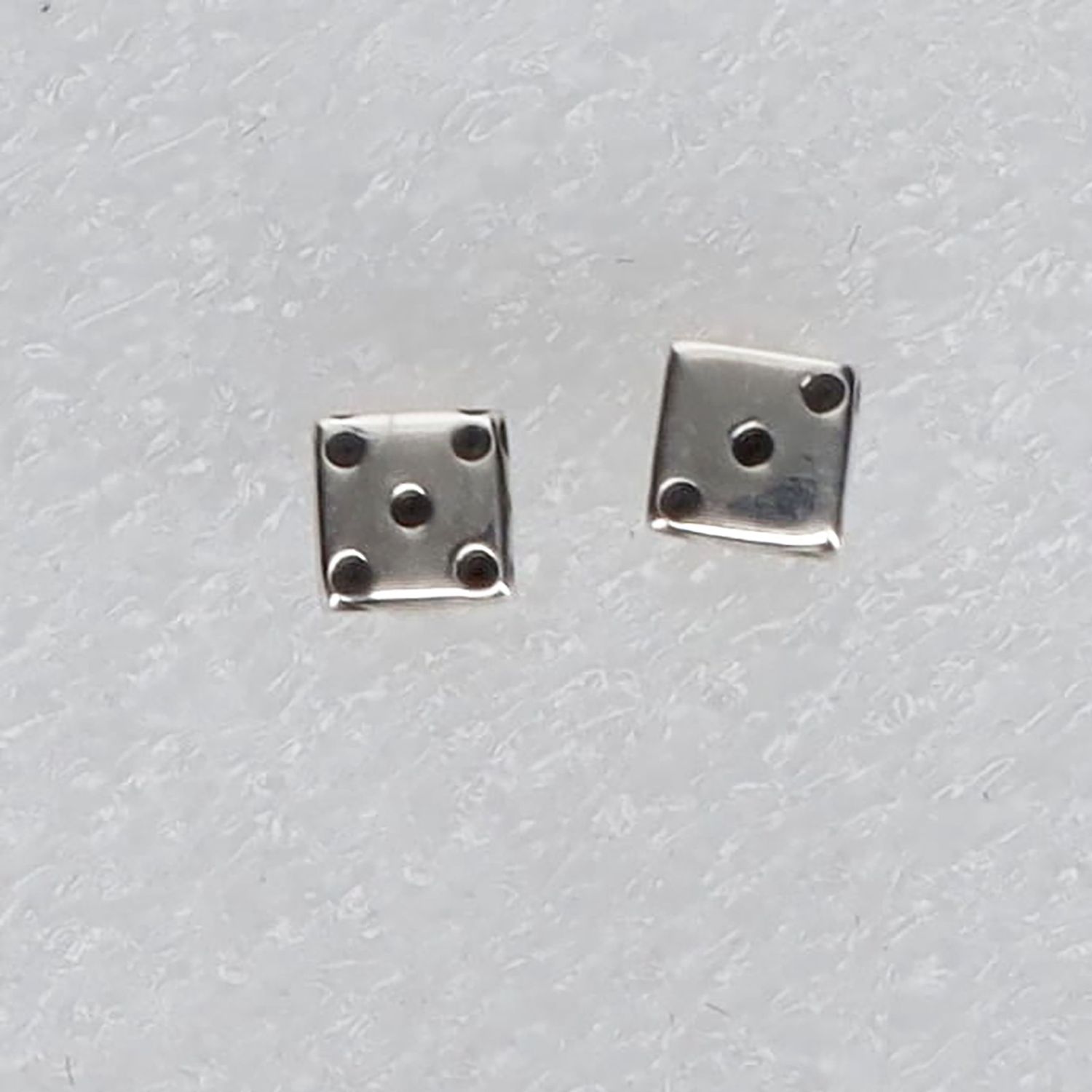 Sterling Silver Tiny Dice Stud Earrings