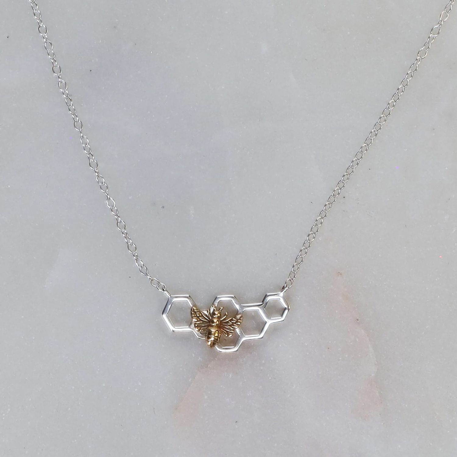 Bee and Honeycomb Necklace