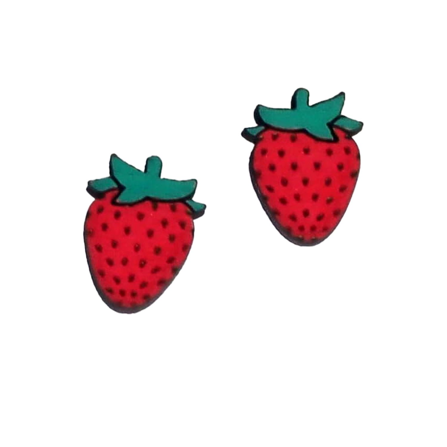 Strawberry Wood Stud Earrings