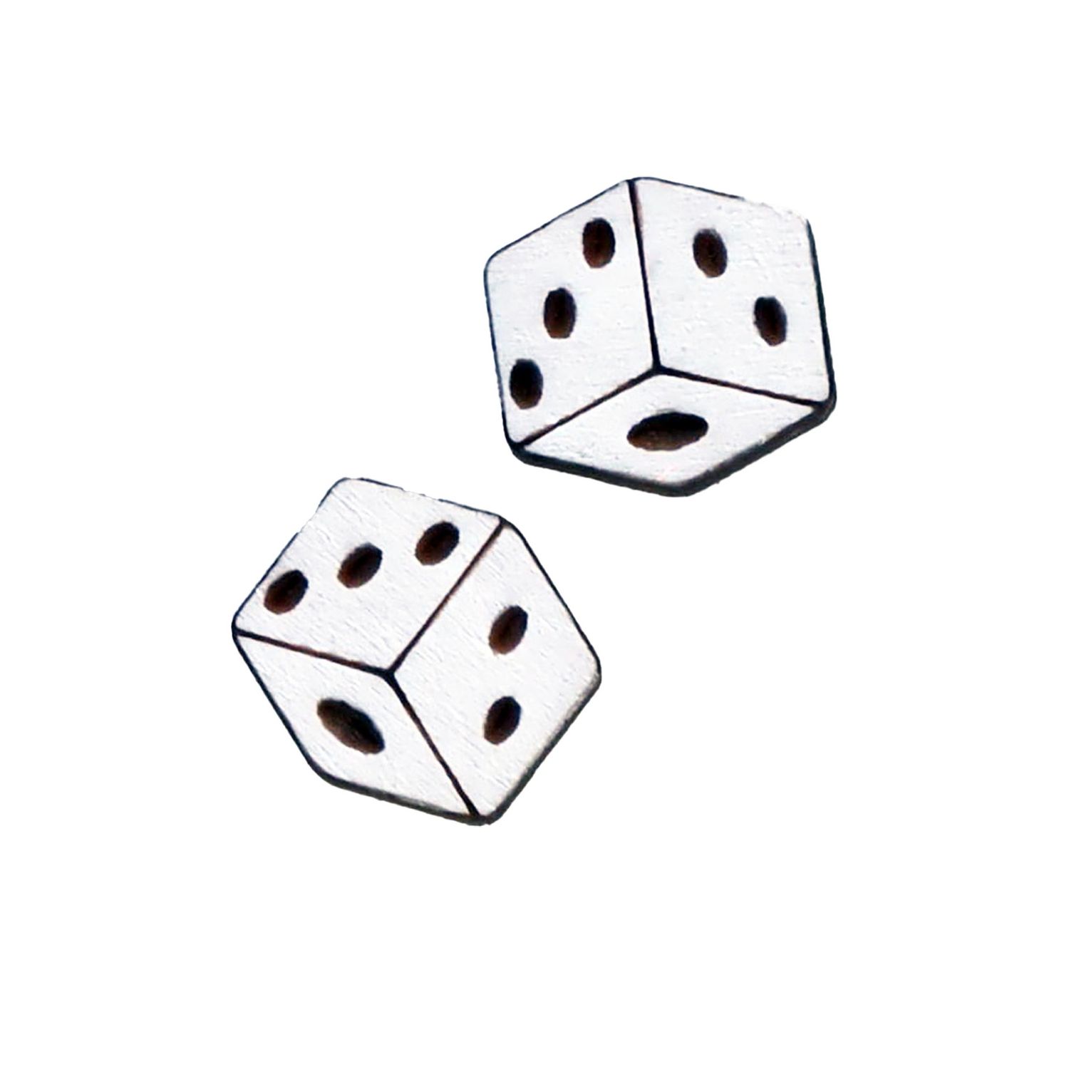 Dice Wood Stud Earrings