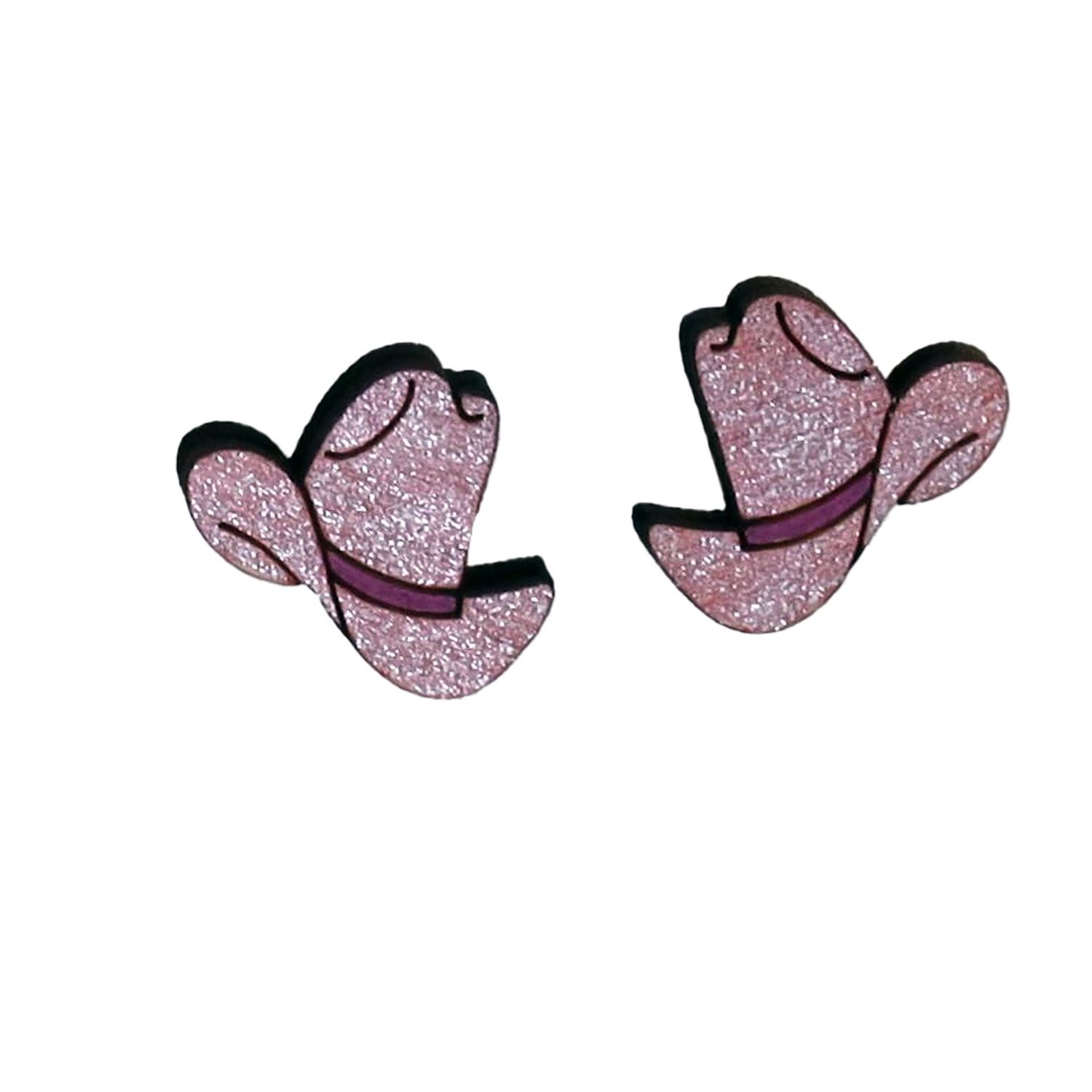 Cowgirl Hat Wood Stud Earrings