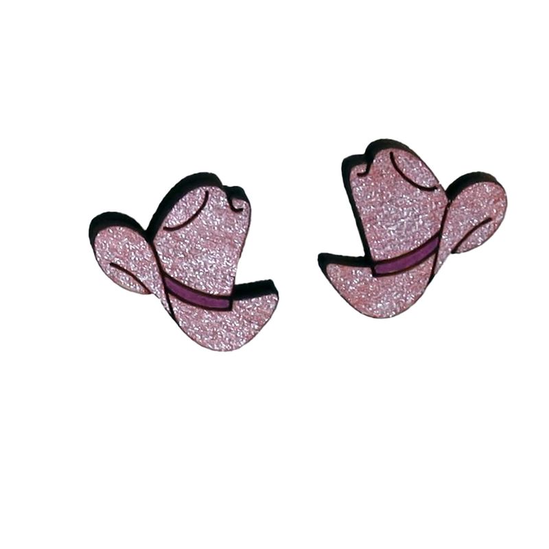 Cowgirl Hat Wood Stud Earrings