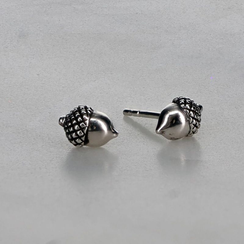 Silver Acorn Post Earrings