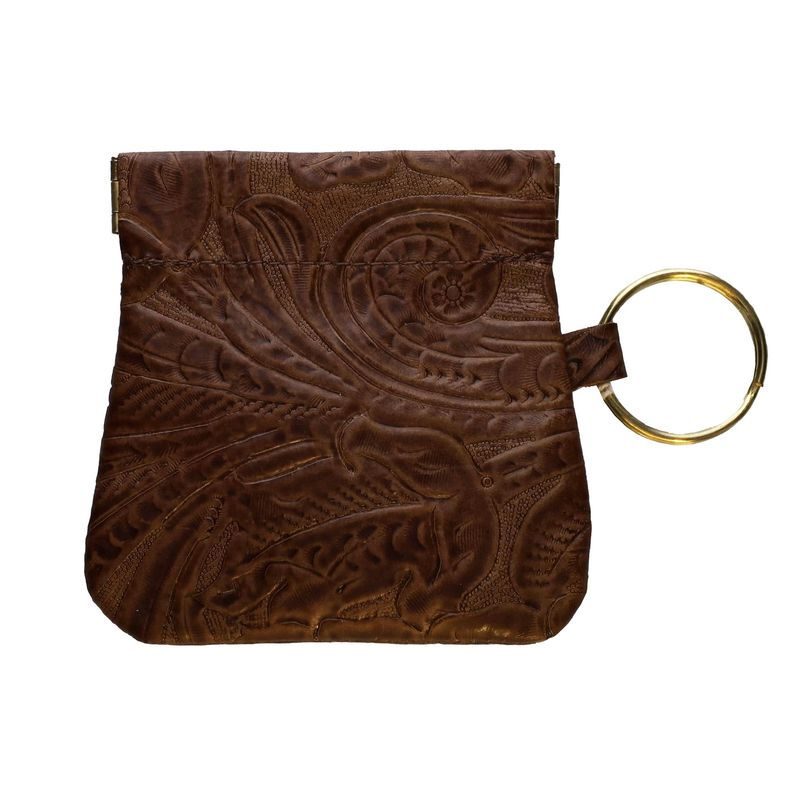 Tooled Brown Leather Coin Purse