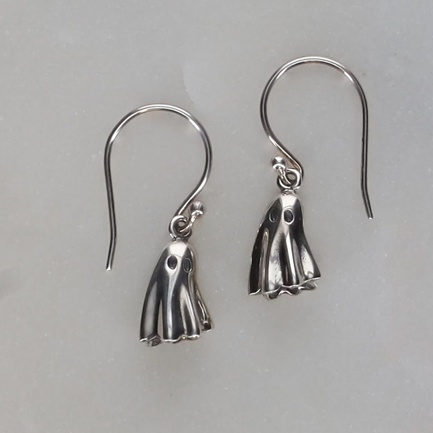 Sterling Silver 3D Ghost Earrings