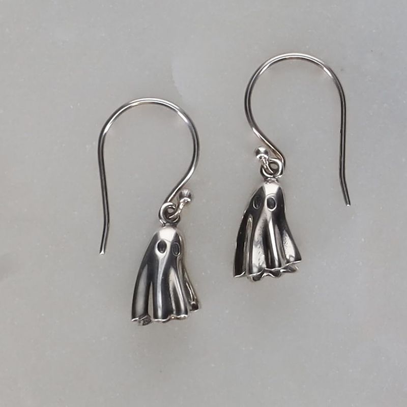 Sterling Silver 3D Ghost Earrings